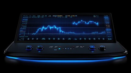 Futuristic Stock Market Display with Advanced Analytics and Data Visualization