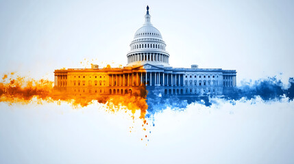 Fototapeta premium Abstract Cityscape with Capitol Reflection 
