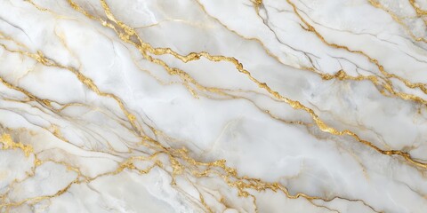 Fototapeta premium Golden Veins on White Marble - Luxurious Elegance and Sophistication in Close-up - High-End Texture for Design Projects and Decor