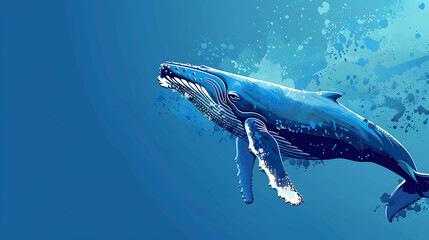 Fototapeta premium Blue whaleðŸ‹. The largest animal on Earth. A majestic creature that roams the deep blue sea.