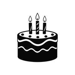 a black and white icon of a birthday cake