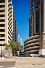 Obraz premium Highrise towers on blue sky Tampa Florida background