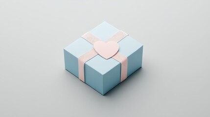 Obraz premium Pastel Colored Gift Box with Heart Shaped Ribbon