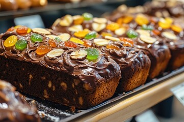 Delicious Chocolate Bakery Creations on Display at Supermarket