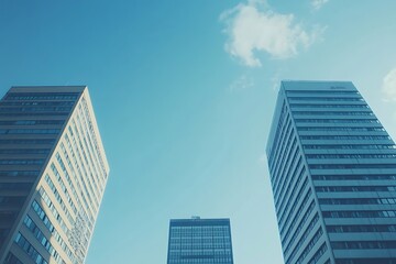 Modern High-Rise Buildings Against Blue Sky