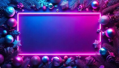 Synthwave Christmas Ornaments Frame - generative ai, üretken yapay zeka, 
