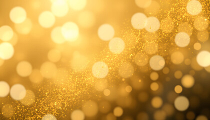 Fototapeta premium Gold dust glitter sparkle abstract horizontall bokeh background isolated with white highlights, png