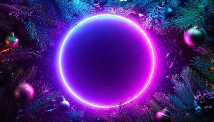 Synthwave Christmas Ornaments Frame - generative ai, üretken yapay zeka, 