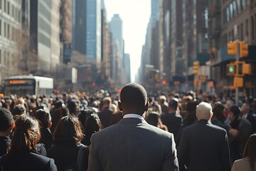 Obraz premium Motion Blur of City Skyline with a Man in a Suit