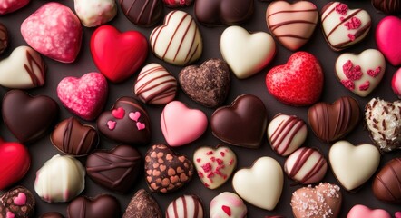 Valentine's Chocolates. Heart-Shaped Treats in a Modern and Bright Background