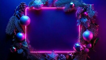 Synthwave Christmas Ornaments Frame - generative ai, üretken yapay zeka, 