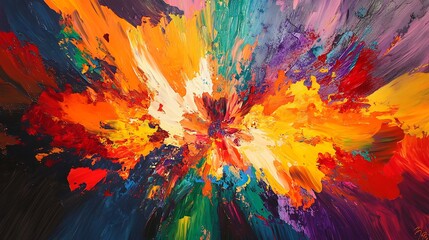 A colorful illustration of a rainbow colored explosion