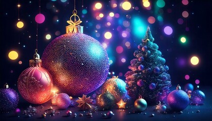 Synthwave Christmas Ornaments - generative ai, üretken yapay zeka, 