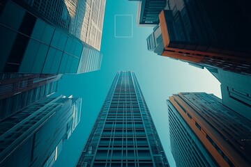 Fototapeta premium Skyward Perspective of Clean High-Rise Buildings in the City