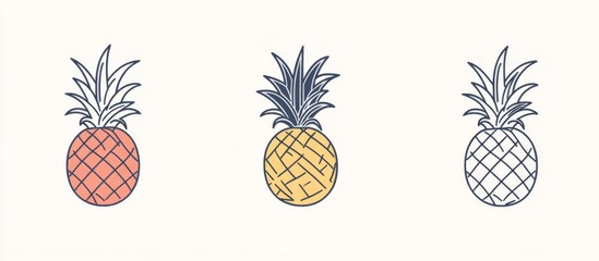 Simple line drawing of a pineapple logo in a vector illustration style, featuring a white background.