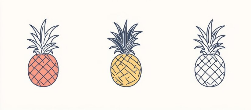 Simple line drawing of a pineapple logo in a vector illustration style, featuring a white background.