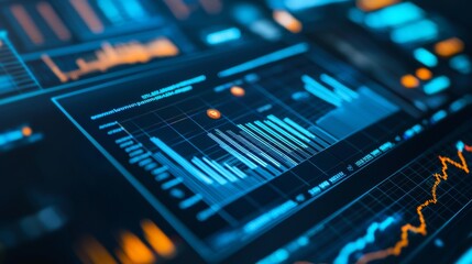 Obraz premium Data analytics dashboard with financial charts and graphs
