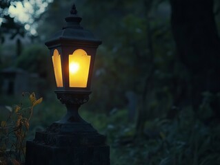 old lantern in the park at night