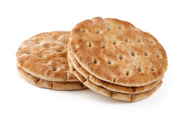 Bread, close-up, isolated on a white background.