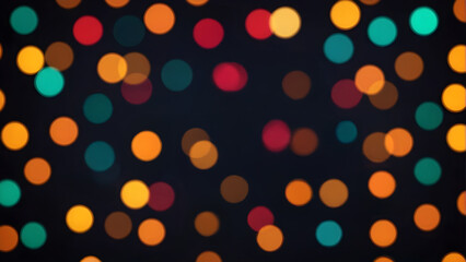 Colorful bokeh background,  blurred lights in orange, red, green, and yellow against a dark backdrop. festive wallpaper, holiday backdrop designs, cozy new year digital art.