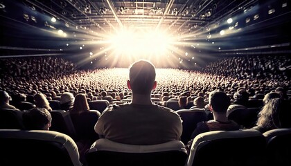  Audience Perspective- Back of Attendees in an Auditorium During a Concert 