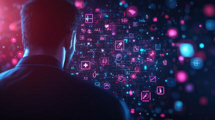 illustration graphic vector about ai medical service with doctors 