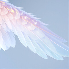 Delicate feather details illuminated by soft light in pastel hues