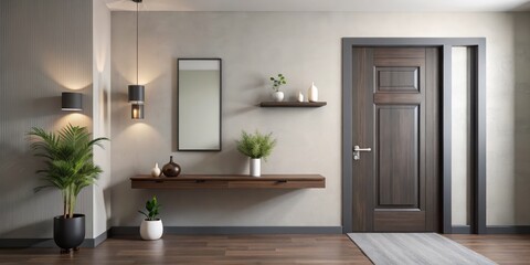 Modern Minimalist Elegance Symmetrical Doorway in Light and Dark Tones, Contemporary Interior Design Concept for Serene Ambiance and Stylish Decor