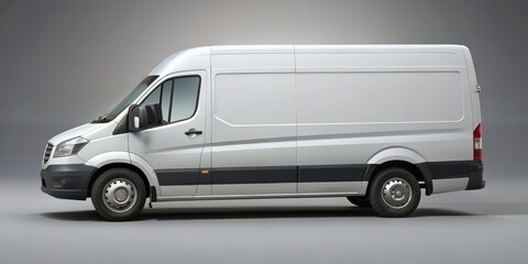 Professional White Delivery Van on Minimalist Gray Background - Clean Design for Transport Services and Logistics, Promotions