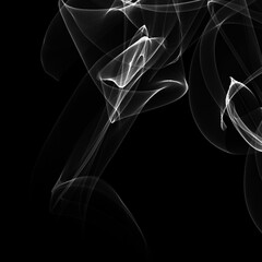 white color Smoke on isolated black background , isolated, transparent background. Set of realistic white smoke steam, waves from coffee, tea, cigarettes, hot food,... Fog and mist effect.	

