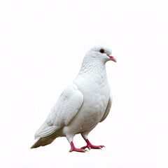 Fototapeta premium A majestic white dove stands tall against a clean white background