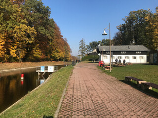 Inclined Planes and carriage - Elblag Canal, ships transported over hills. Unesco memorial. Poland (Buczyniec).