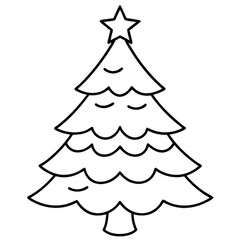 Fototapeta premium Christmas tree isolated on a white background, coloring book