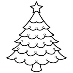Fototapeta premium Christmas tree isolated on a white background, coloring book