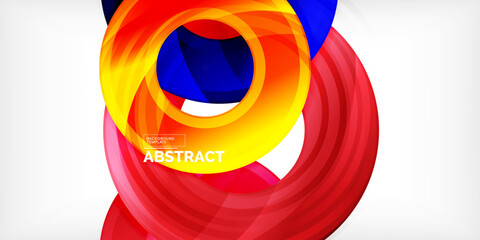 Bright colorful circles with light effects. Abstract background