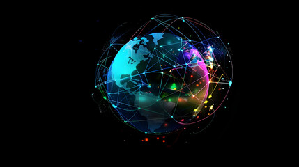 futuristic digital planet showcasing global interconnectedness and vibrant progress. generative ai