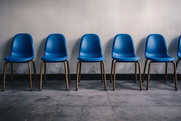 Modern Minimalistic Concrete Coworking Office room with Blank Walls, High Ceilings,and Mockup Frame