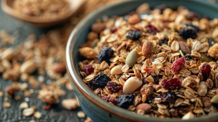 A delectable and healthful breakfast option is the lightly toasted muesli or granola cereal. 