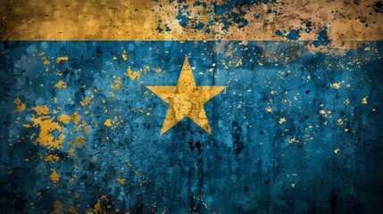 An image depicting the flag of CuraÃ§ao is presented here, maintaining its original proportions. The focus of the image is a closeup view of the flag, showcasing its distinct grunge texture. 