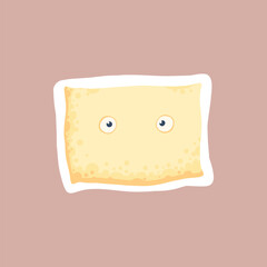 Pillow diary sticker. Words, characters and quotes for planner journal. Trendy notebook decor with girls, food and cats. Daily reminder vector set as coffee cup, love letter, rainbow and light bulb