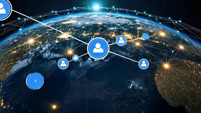 A network of connections spans the globe, showcasing the interconnectedness of people around the world