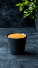 デザートのインスピレーションとして、ダークで素朴な背景にキャラメル風味のトップが付いたおいしいクレーム キャラメル