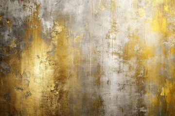 Macro abstract painting of distressed gold and silver metallic textures © Chanchai