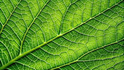 Macro photography of green leaf texture and details in forced perspective