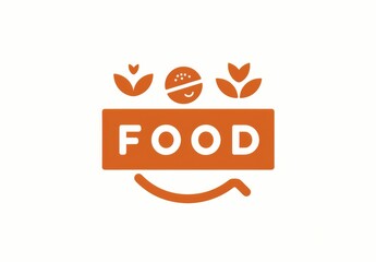   logo design for a restaurant featuring the word "FOOD"  . The logo incorporates a smiling face and vibrant orange lines, symbolizing joy and happiness in cooking  