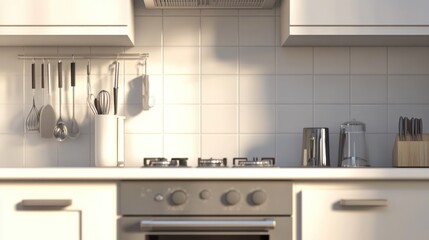 Modern Kitchen Interior Design with White Cabinets