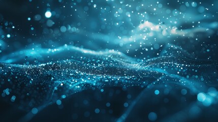 Abstract particles on a dark blue background