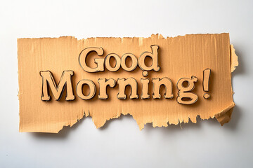 A brown paper with the word Good Morning! written on it
