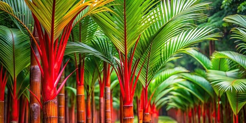 Minimalist image of a Lipstick palm (Cyrtostachys renda) in Maui Tropical Plantation Hawaii