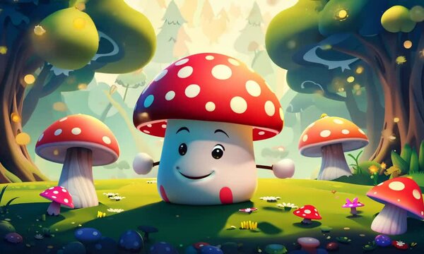 animated mushroom in the forest